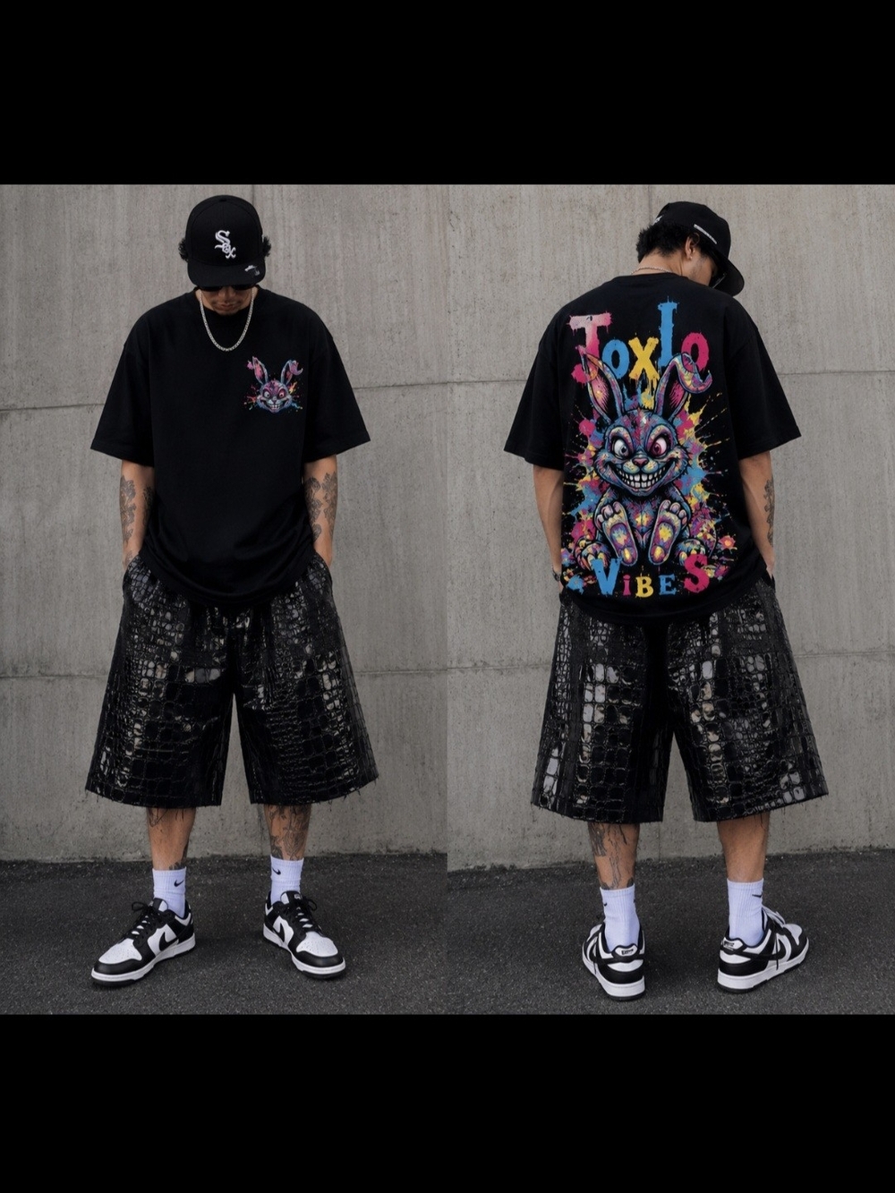 NEW SUPER MASSIVE JOXLO RABBIT GRAPHIC OVERSIZED T-SHIRT BLACK STREETWEAR GRAFFI